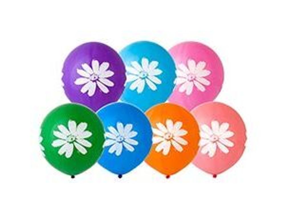 Шар (18"/46 см) Ромашки 4-х сторонние 6 шт.