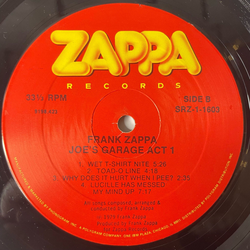 Винтажная виниловая пластинка LP Frank Zappa Joe's Garage Act I (USA 1979) The Central Scrutinizer