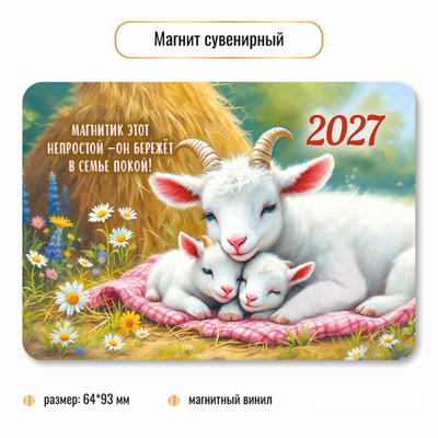 Магнит сувенирный 2027 символ года Покой семейный/1 шт.