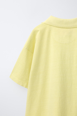 ZARA ПОЛО С ЭФФЕКТОМ ПОТЕРТОСТИ, ЛАЙМОВЫЙ