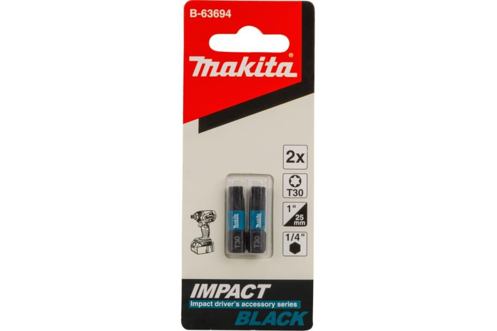 Насадка Impact Black T30, 25 мм, C-form, 2 шт. Makita B-63694