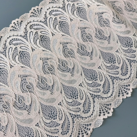 Кружево эластичное, серебристый пион