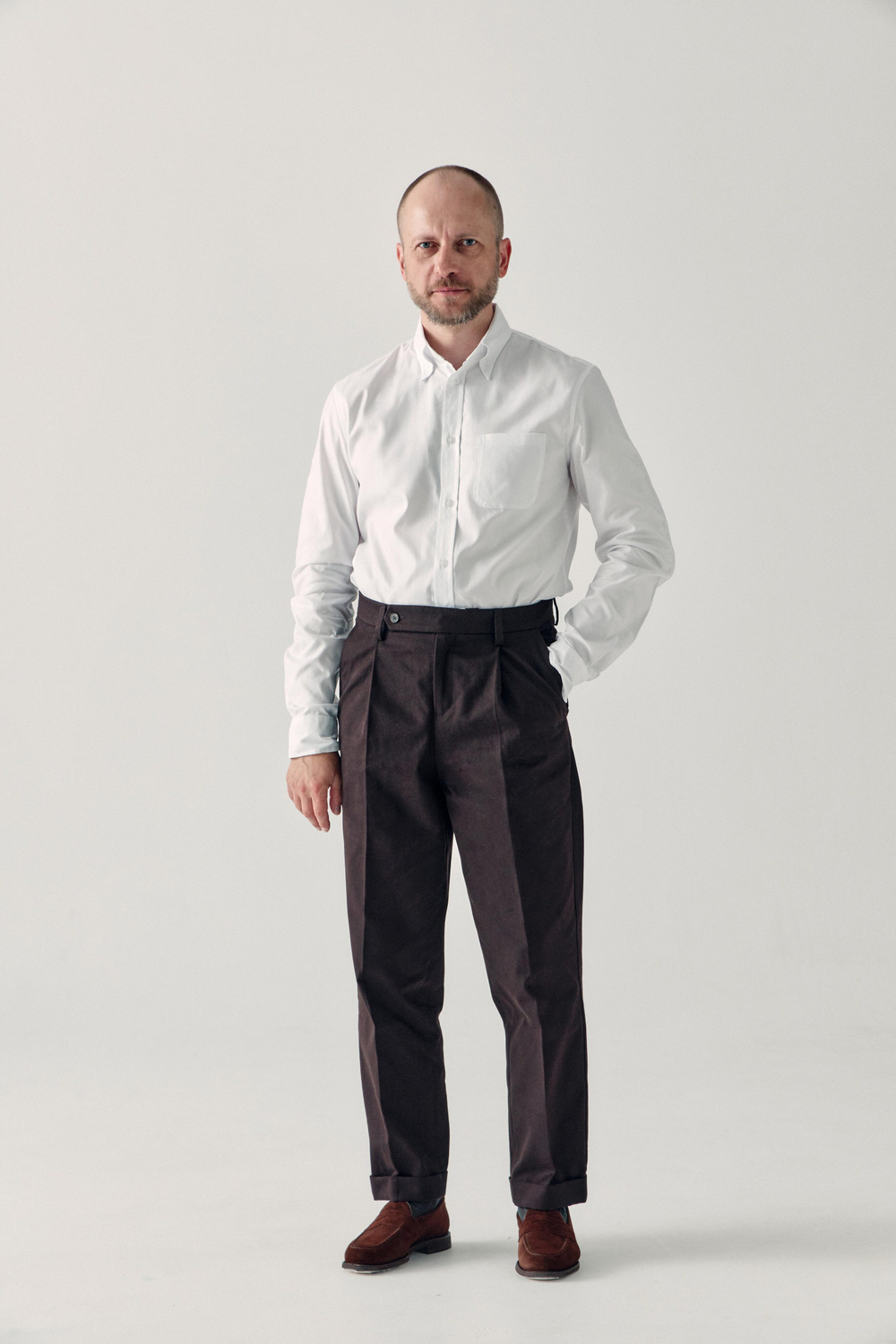 Брюки из твила тёмно-коричневые