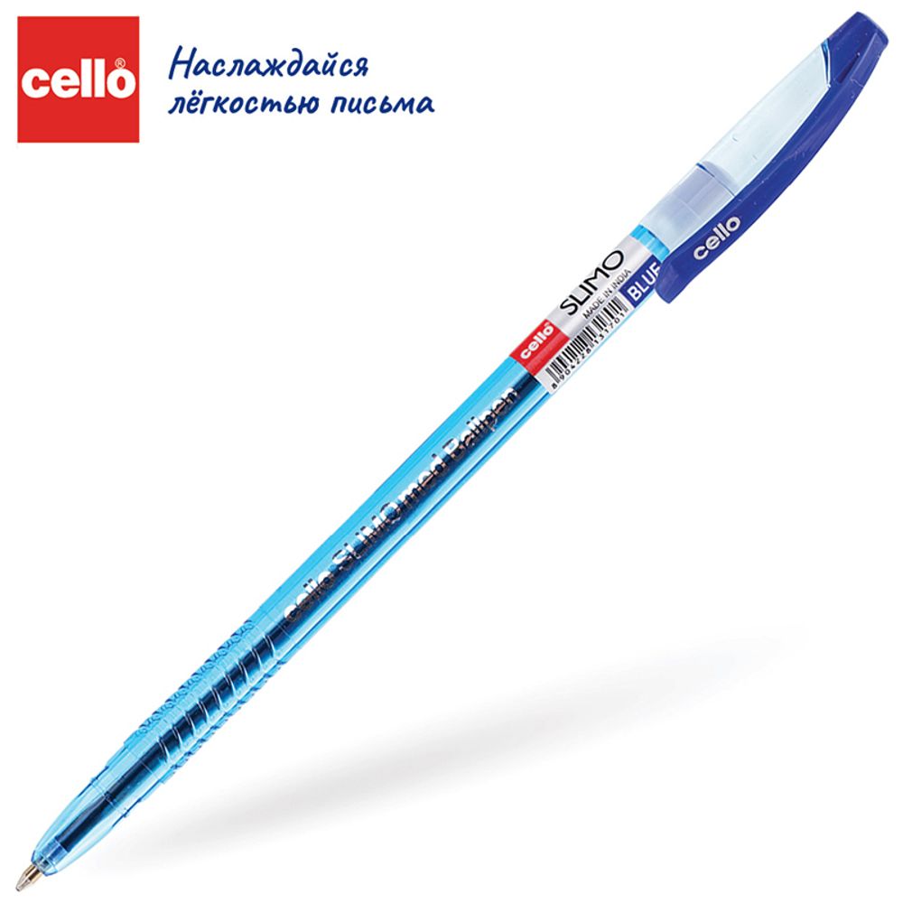 Ручка шариковая Cello "Slimo" синяя, 1,0мм, штрих-код