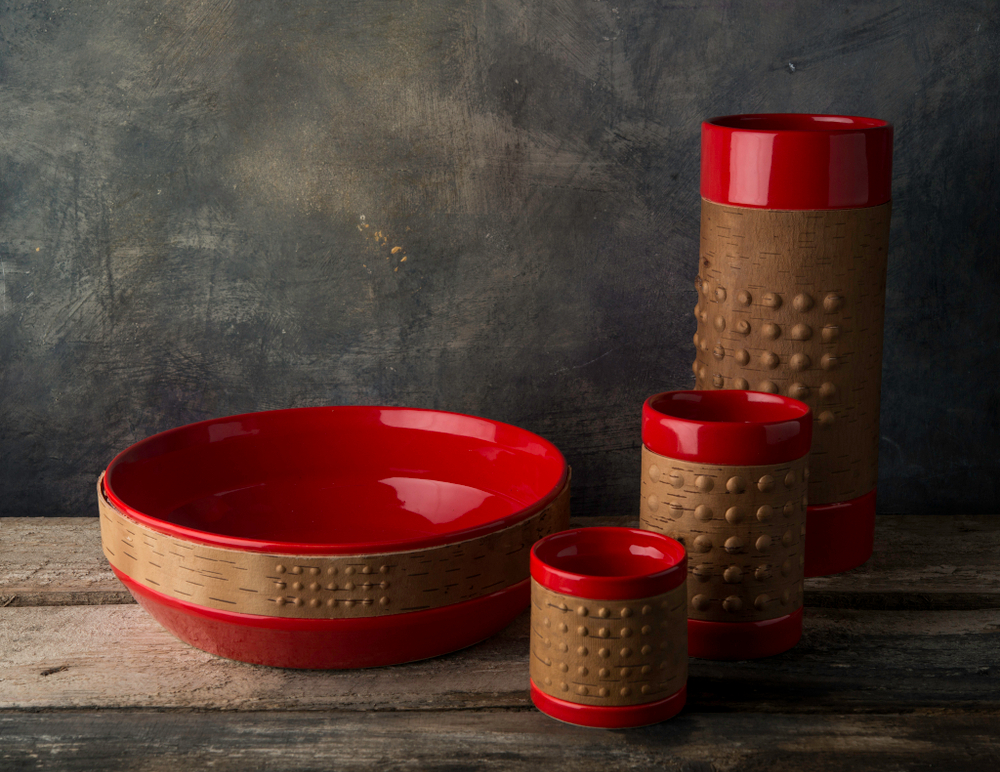 Кружка малая фарфоровая без ручки с берестой. Коллекция Dots (Пупырышки или Точки)