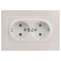 Розетка Intro Accent 6-205-06 двойная с заземлением 2X2P+E Schuko 16А-250В IP20 СУ AL/CU перламутр