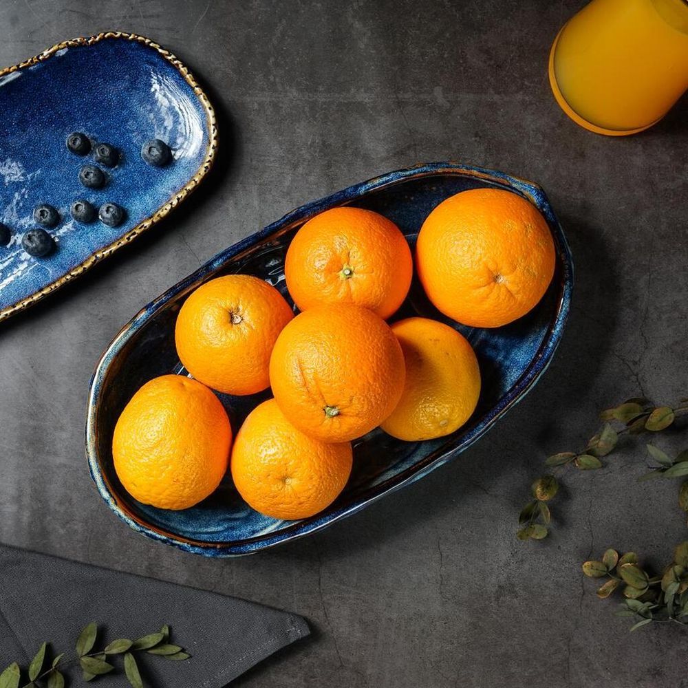 Блюдо овальное 35*20,5 см h6 см 2 л Aqua Blue Style Buffet P.L. [1]