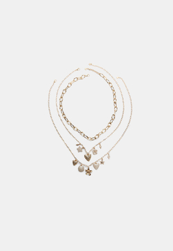 STRADIVARIUS Комплект из 3 многоцветных ожерелий, золотой