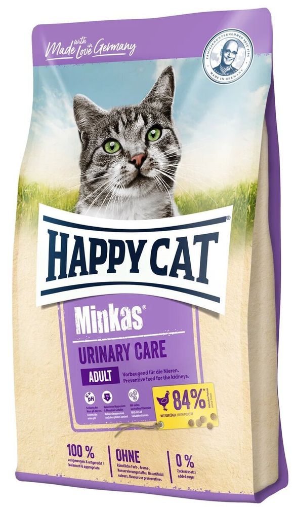 Сухой корм Happy Cat Minkas Adult Urinary Care для кошек всех пород для профилактики МКБ с птицей 1,5 кг