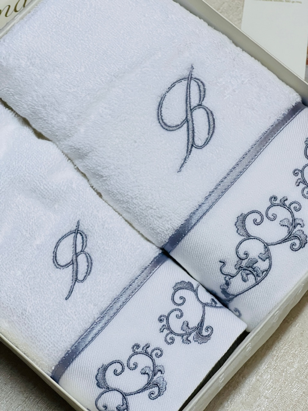 Набор полотенец 2шт Blumarine Emmanuela Silver белый с серебристым