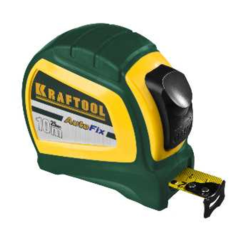 Рулетка автостоп 10 м х25 мм двухкомпонентный корпус KRAFTOOL, 34123-10-25_z01