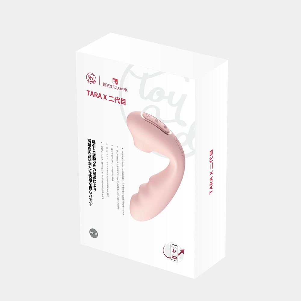 Вибратор BeYourLover Tara 13,9 см с вакуумной стимуляцией и приложением