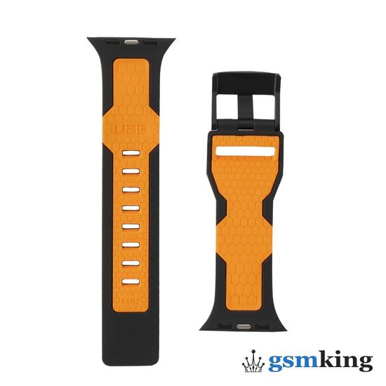 UAG Civilian Silicone Watch Strap for Apple Watch 42|44|45mm Black / Orange (Чёрный)19148D114097