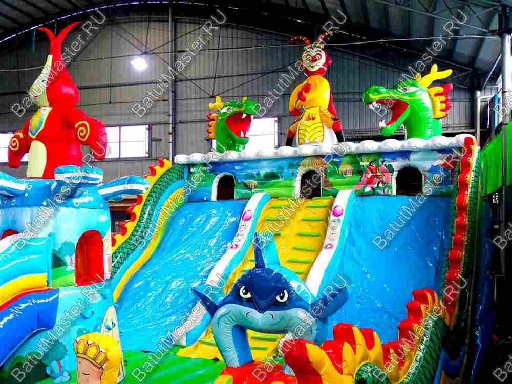 Коммерческий надувной батут "Морские животные" 14*7*7 м