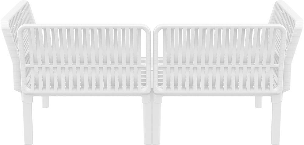 Диван пластиковый двухместный с подушками Siesta Contract Portofino Lounge, белый, бежевый