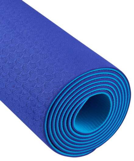Коврик для йоги и фитнеса FM-201, TPE, 183x61x0,6 см, синий/темно-синий