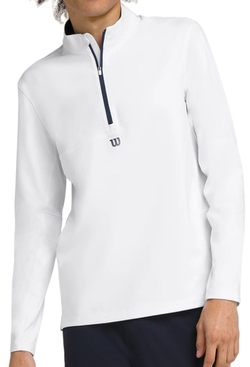 Мужская теннисная футболка теннисная Wilson Elevate Performance 1/2 Zip - белый