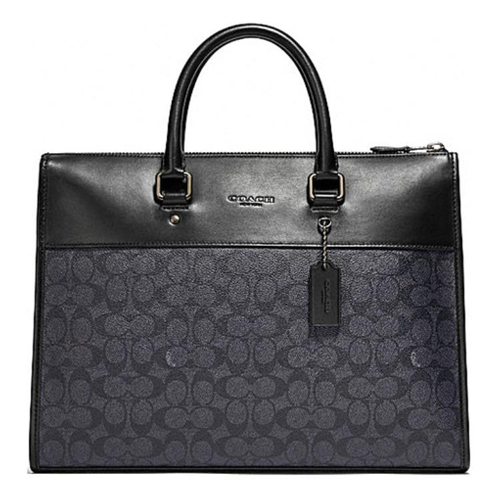 COACH Canvas With Leather Briefcase, Shoulder Bag, Crossbody Bag, Handbag Large Men"s Charcoal Black