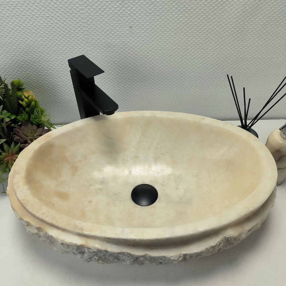 Раковина из оникса Oval White Marmo Wave OO-62640 58*38*15