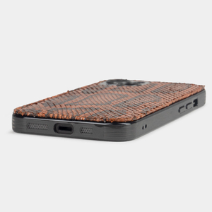 Чехол для iPhone 14 из кожи питона, цвета коньяк