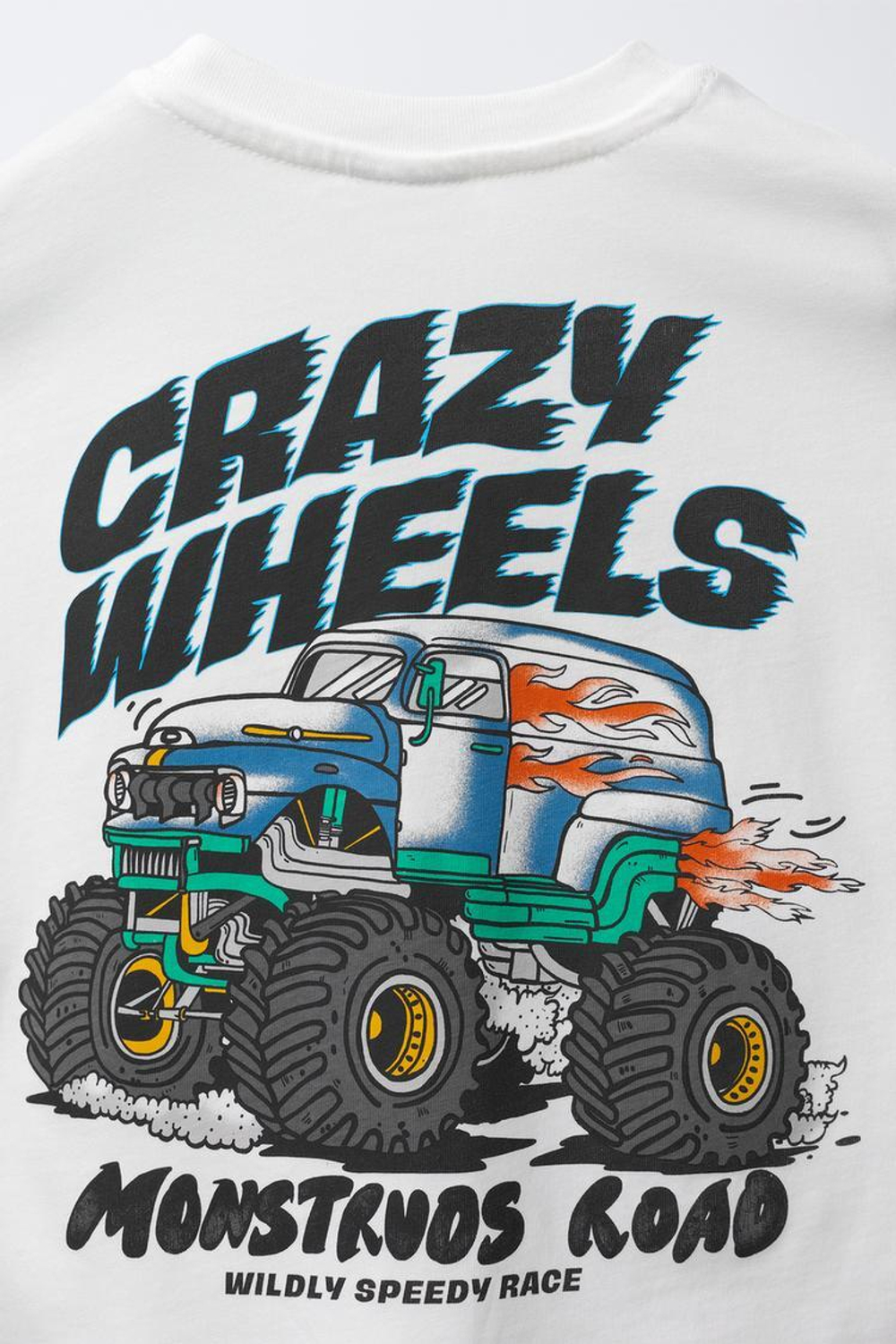 ZARA ФУТБОЛКА С ПРИНТОМ «МАШИНКИ», ЖЕЛТОВАТО-БЕЛЫЙ