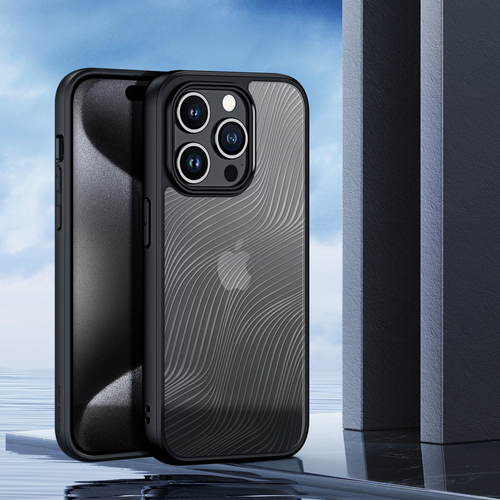 Защитный чехол для iPhone 15 Pro, прозрачный матовый с мягкими черными рамками, Dux Ducis, серия Aimo Series Case