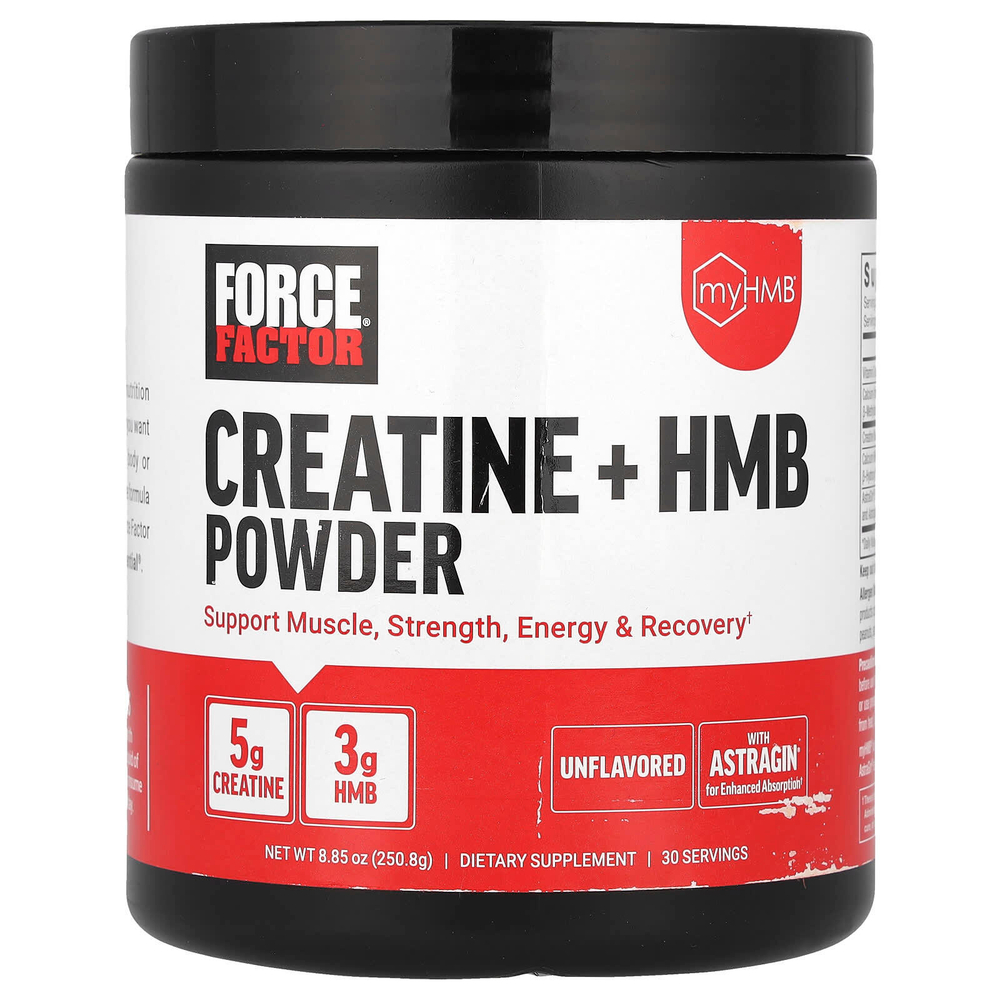 Force Factor, Креатин + HMB в порошке, без добавок, 250,8 г (8,85 унции)