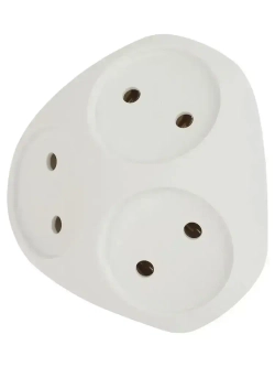 Тройник розетка электрический плоский SPx-3-W ЭРА / Разветвитель электрический без заземления, 3 розетки, 10А, белый