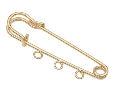 бб60-3з Основа для броши булавка с 3 петлями 60мм, позолота