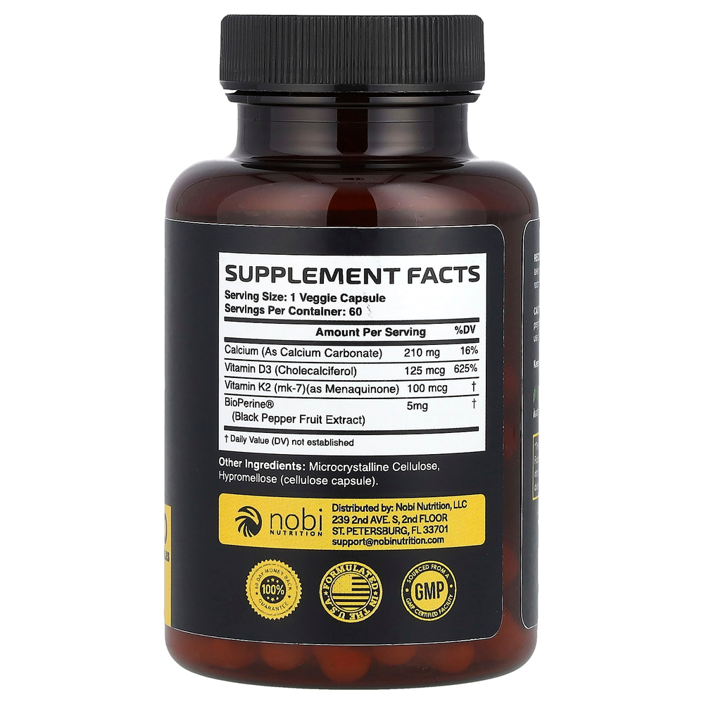Nobi Nutrition, Витамин K2 + D3`` 60 капсул