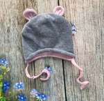 Комплект на выписку 6 предметов велюр "Мишка" (Цвет: Серо-розовый)