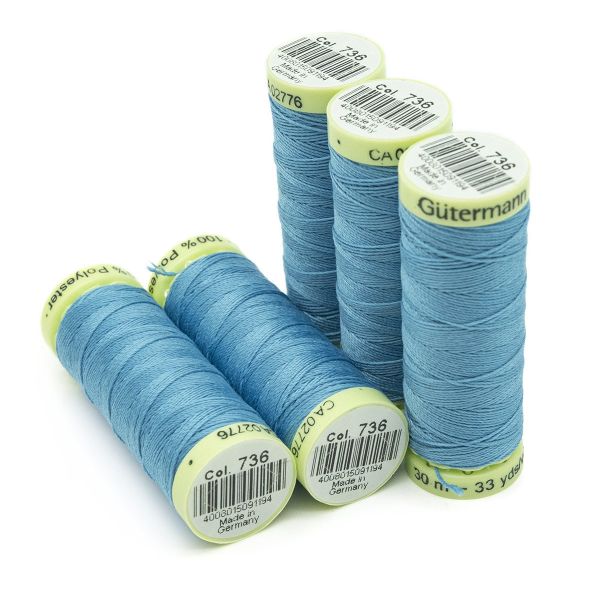 Нитки отделочные Gutermann Top Stitch 30 (30 метров), 5 кат. | 736 голубая лагуна