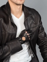 Перчатки без пальцев демисезонные, митенки кожаные