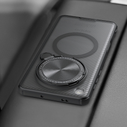 Чехол прозрачный тонированный (Transparent Black) от Nillkin с металлической крышкой и MagSafe на OPPO Find X8 Pro, серия CamShield Prop Magnetic Case