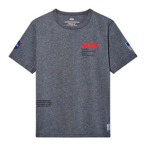 Футболка Alpha Industries Nasa Worm Logo Tee Dark Charcoal Heather (Серая)