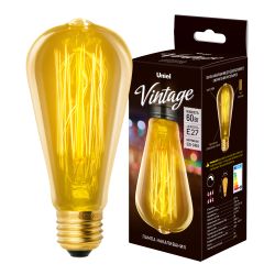 IL-V-ST64-60-GOLDEN-E27 VW02 Лампа накаливания Vintage. Форма конус. Форма нити VW. Картон. ТМ Uniel