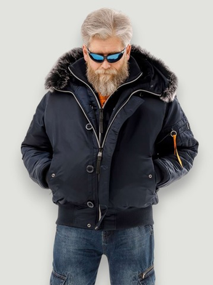 Куртка бомбер зимний Apolloget N-2B Gimalai (blue/orange - т.синий/оранж)