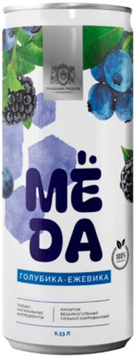 Газированный Напиток Мёда Голубика-Ежевика без Сахара / Meda Blueberry-Blackberry Sugar Free 0.33 - банка