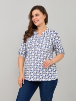 Блузка БЛ-131/орнамент-голубой