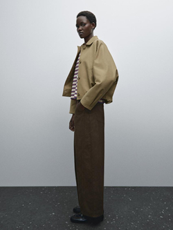 Massimo Dutti Брюки из смесового хлопка, шоколадный