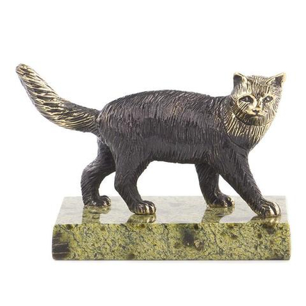 Статуэтка "Кот идет" из бронзы и змеевика G 119954