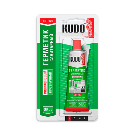 Герметик KUDO KST-120 силиконовый санитарный прозрачный, в тюбике 85 мл