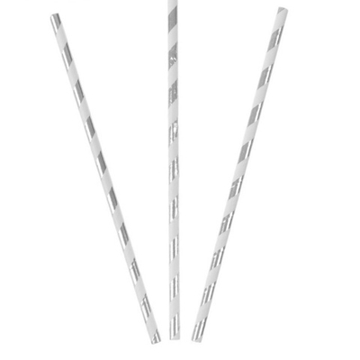 Трубочка для коктейля "Спираль" (набор 25 шт) серебро