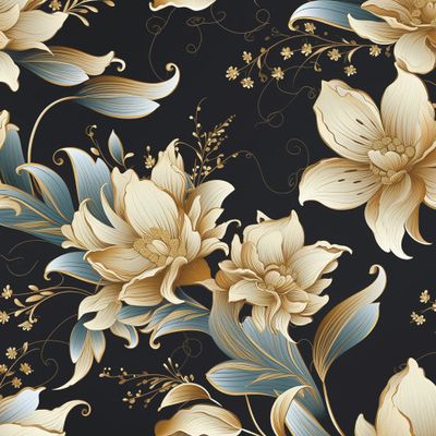 Золотые цветы на темном фоне