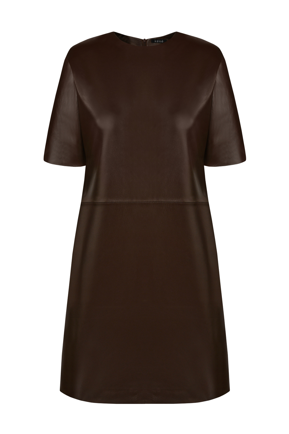 Коричневое кожаное платье