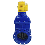 Wedge gate valve 30c939r blue Elephant-GGG50-EPDM-F4-BLUE PSI145 class 150 T=230-248°F flange connection, with rubber lined wedge EPDM, electric actuator Elephant MT-110/220 110/220V