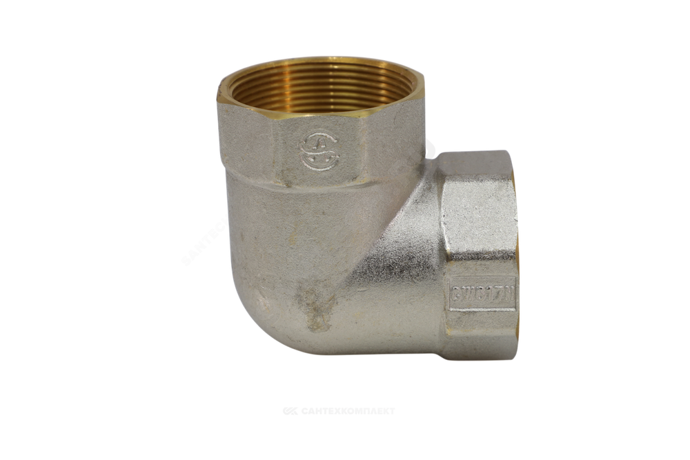 Угольник латунь никель Ду 40 (1 1/2") ВР/ВР 9001 ГОСТ 32585-2013 Aquasfera 9001-05