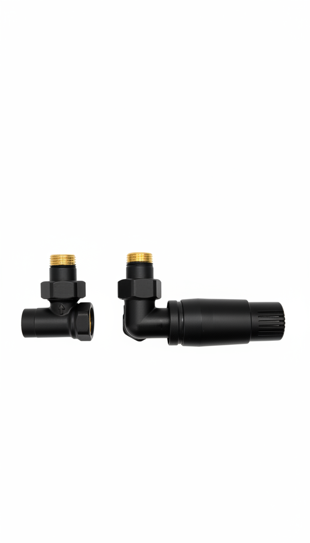 Комплект трехосевой Thermo DN15 GZ1/2 x GW1/2, левый, с головкой Мини M30x1,5, Черный