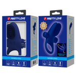 Синее эрекционное виброкольцо в клиторальной щеточкой