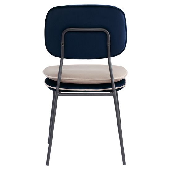 Стул с контрастным кантом pea, велюр, темно-синий/бежевый